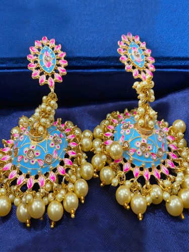 Multicoloured Traditional Menakari Jhumkis