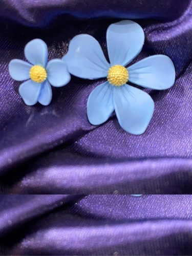 Cosmos Flower Earrings In Pink and Blue colour