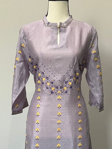 Lavender printed straight kurta