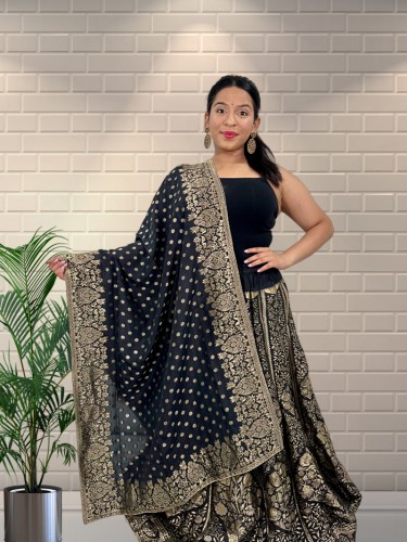Black Banarasi Silk Lehenga Set