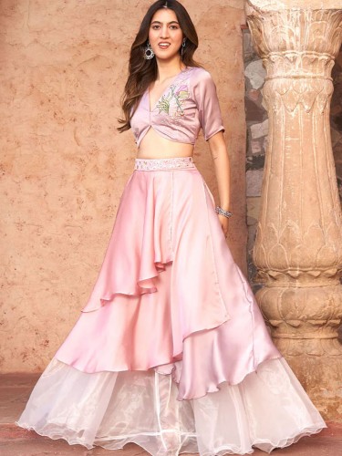 SOFT PINK MAUVE TOP LAYERED WITH SKIRT